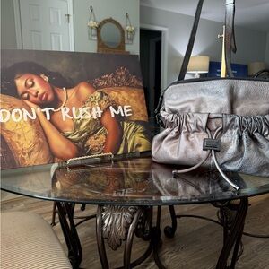 Burberry Metallic Brown Drawstring Shoulder Bag